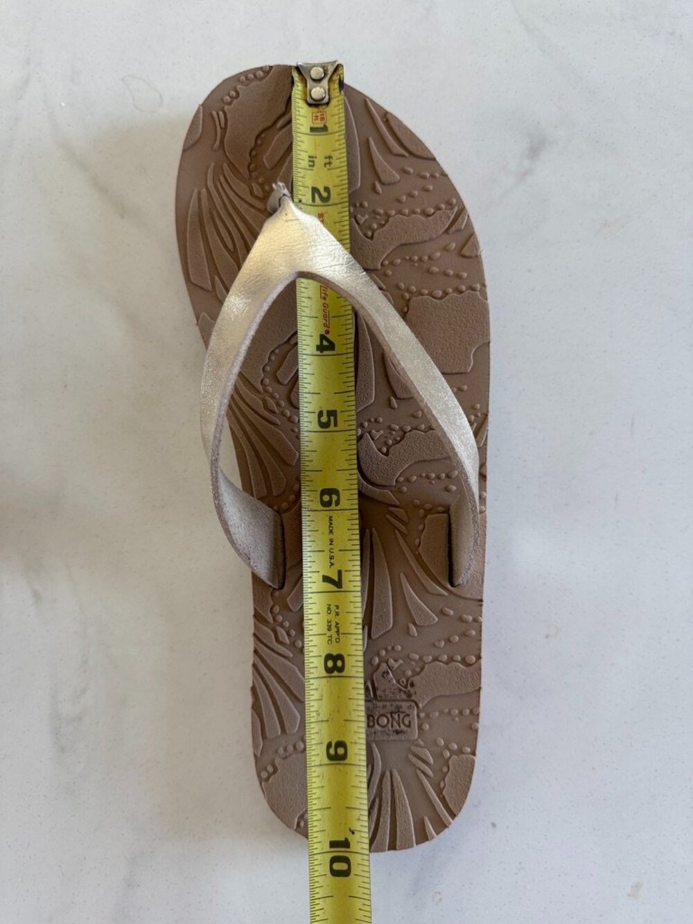 Billabong Metallic Silver Thong Flip Flops Beach Summer Sandals - Picture 12 of 13